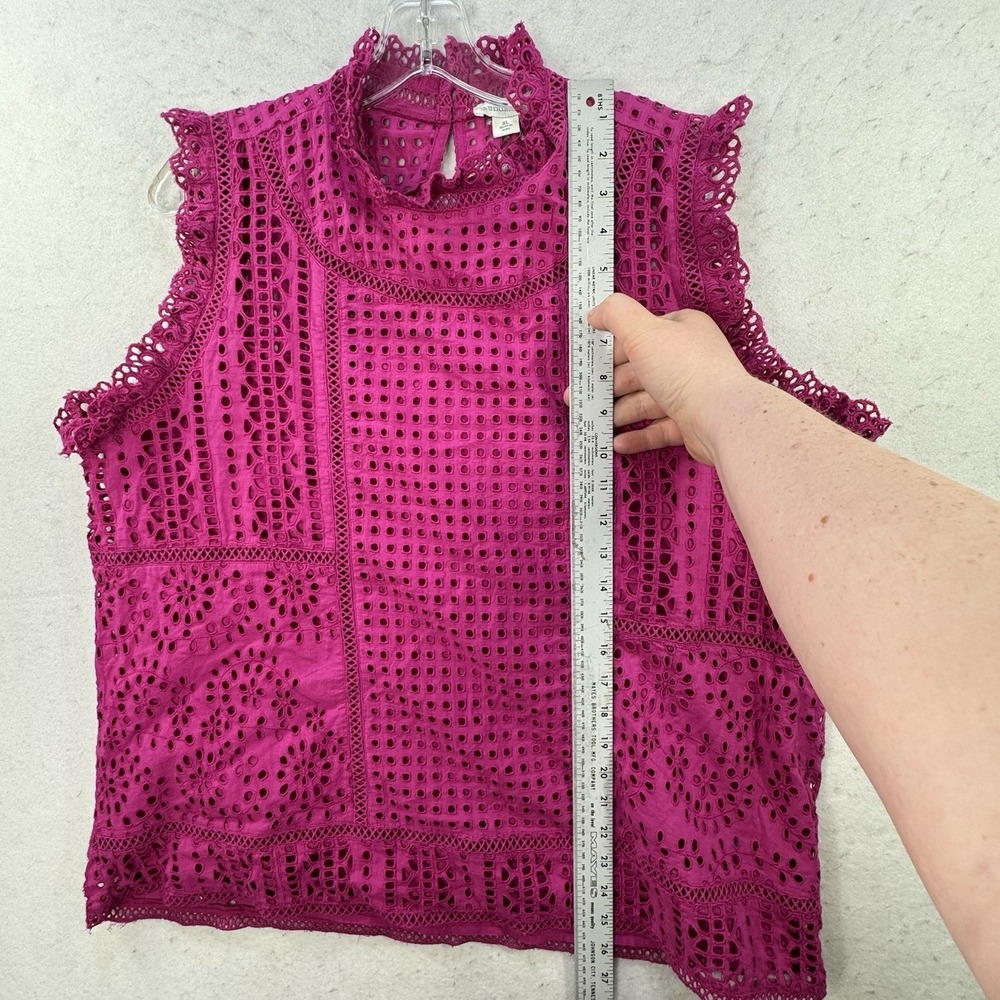 New $108 Sundance Lyra Eyelet Boho Sleeveless Blouse Top Women's XL Fuscia Pink - Picture 4 of 13